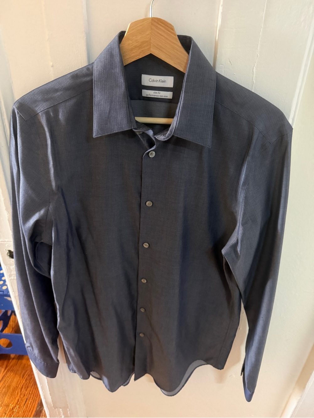 Calvin Klein Men’s Long-Sleeve Dress Shirt - Charcoal Blue